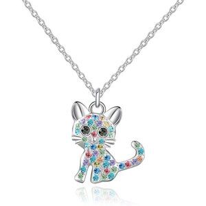 925 Sterling Silver Girls Mix Birthstone Necklace For Cat Lover Women Girls